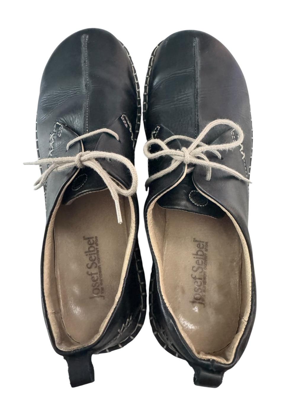 Josef Seibel Black Leather Lace-Up Comfort Oxfords EU 41 rBoho Minimalist - Picture 5 of 6